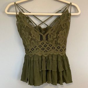 NWOT new green spaghetti strap Free People top size medium